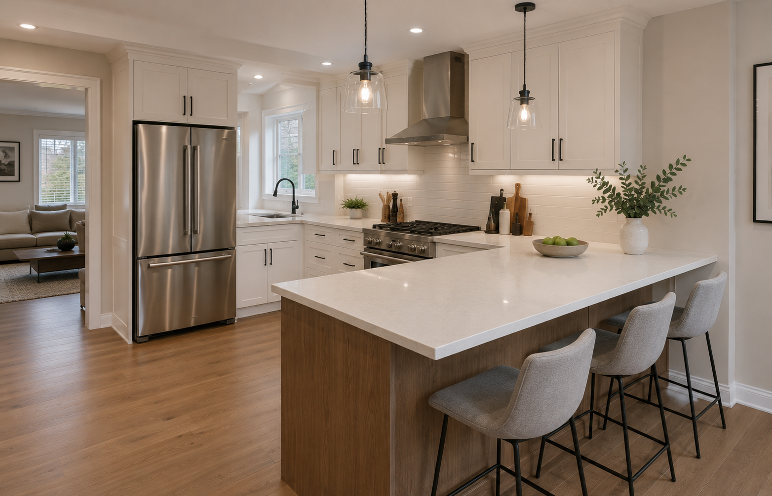 Custom kitchen renovation illustration
